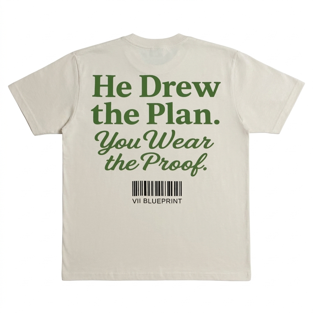 He Drew the Plan Cream shirt back view