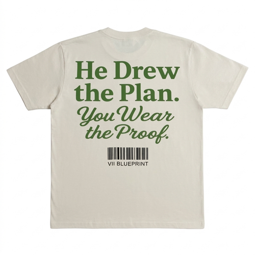 He Drew the Plan Cream shirt back view